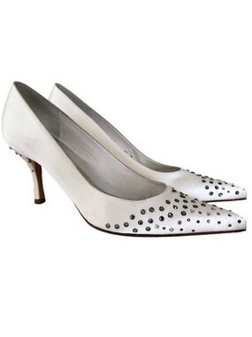 Stuart Weitzman Satin Bridal Pumps with Rhinestone Embellishment